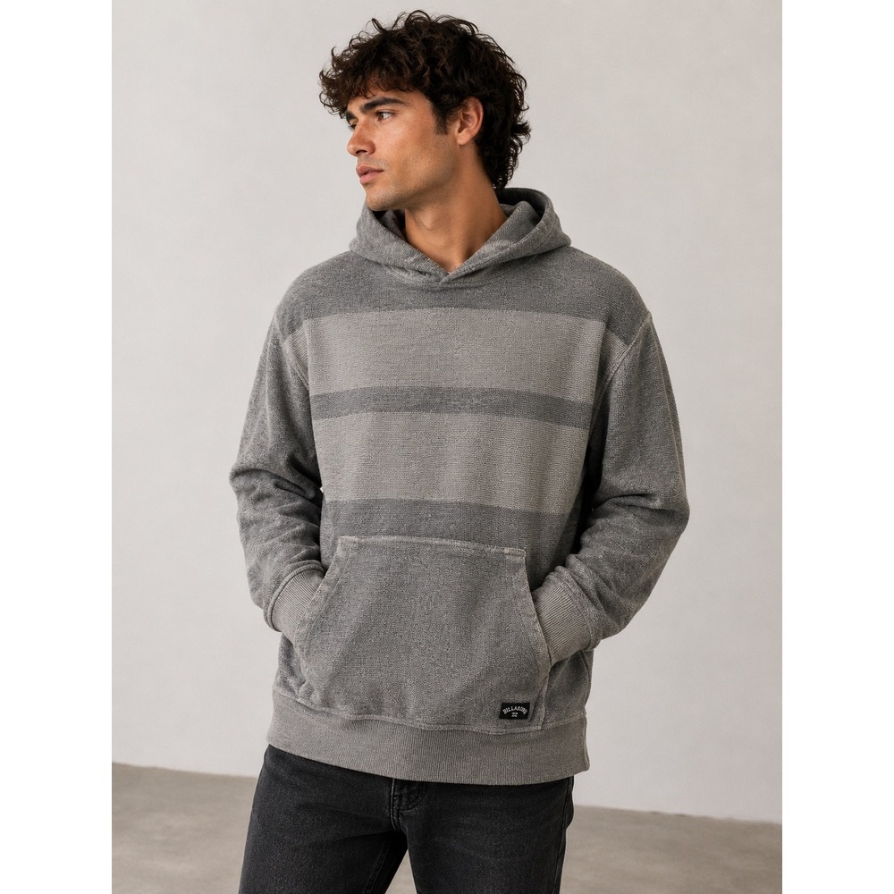 Billabong Mens Grey Striped Textured Knit Hoodie Sweatshirt Size‎ Medium |J1